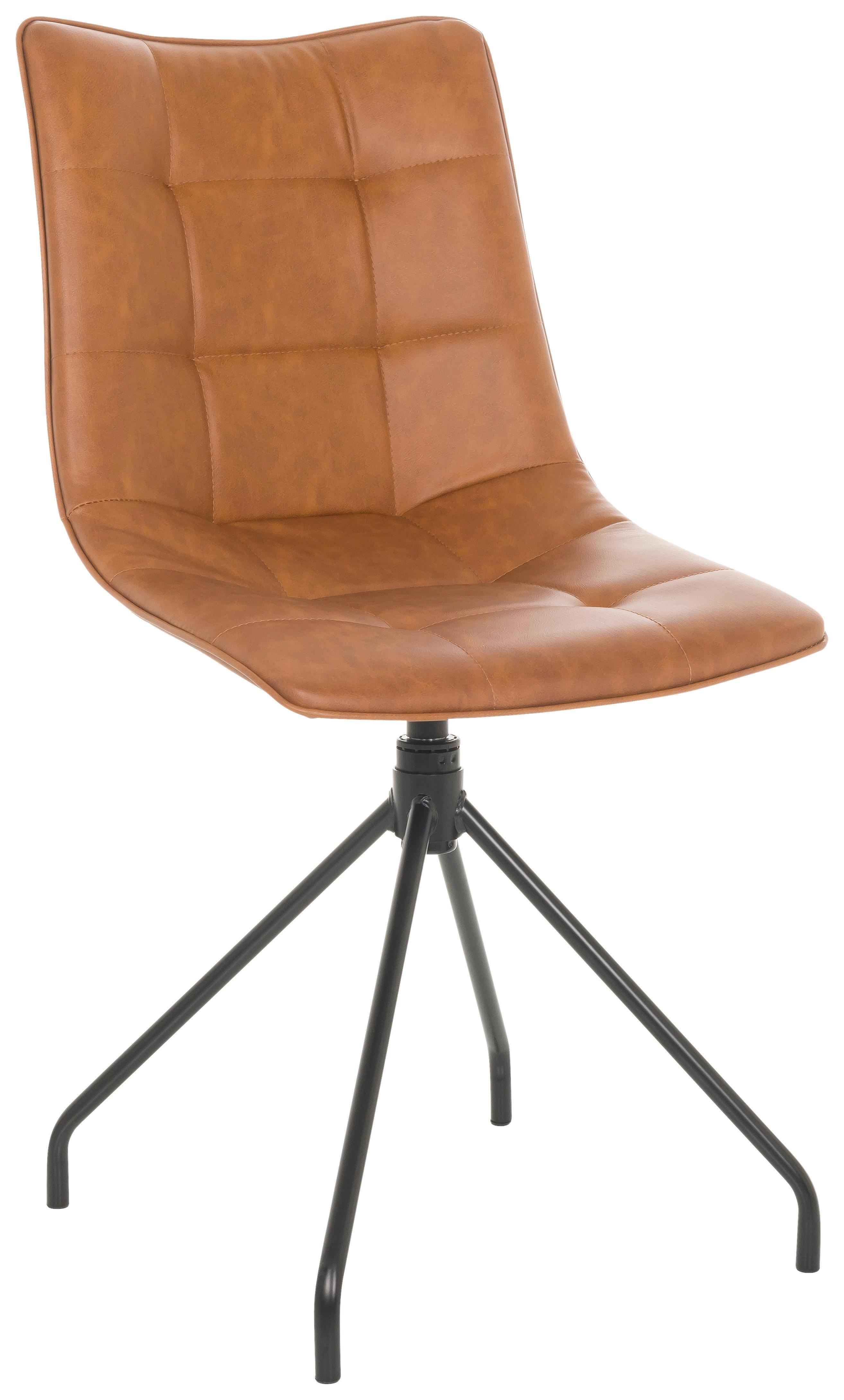 Besucherstuhl Tarviso - Schwarz/Braun, Basics, Leder/Metall (48/93/52cm) - MID.YOU