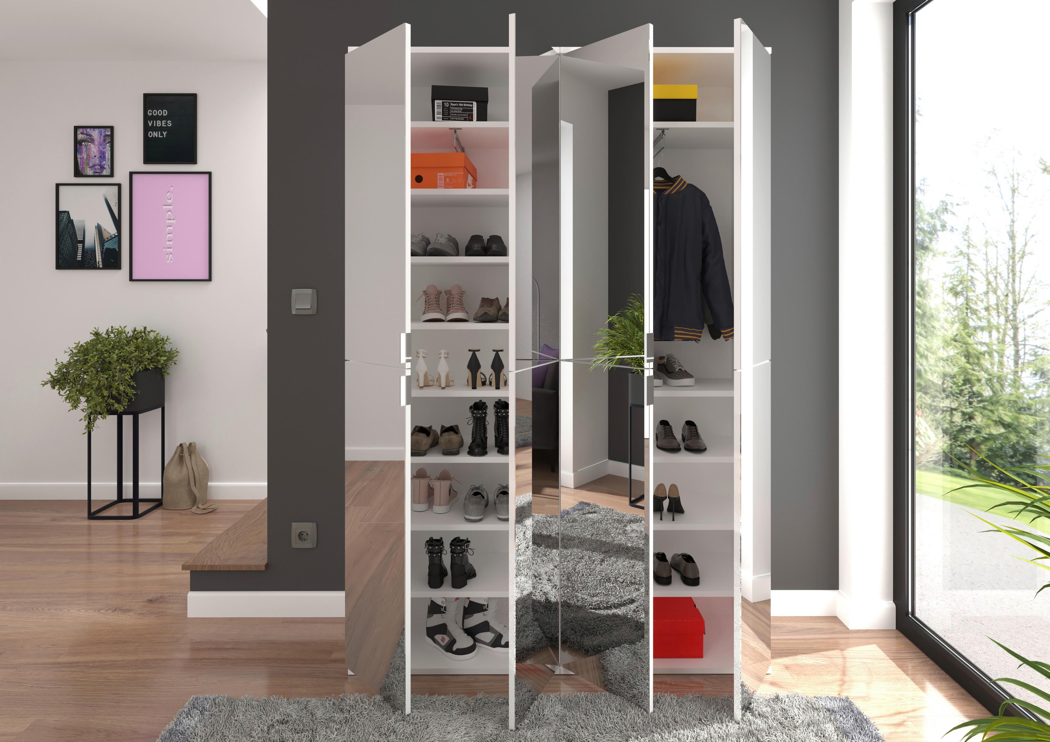 Drehtürenschrank Projekt X Weiß B: 122 cm - Weiß, MODERN, Glas/Holzwerkstoff (122/193/34cm) - MID.YOU