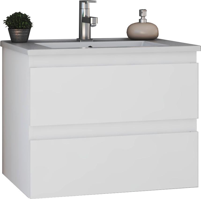 Waschtischkombi Edi B: 65 cm Weiss, 2 Laden - Weiß, MODERN, Keramik/Holzwerkstoff (65/53/45cm)