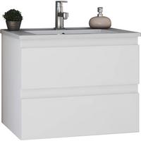 Waschtischkombi Edi B: 65 cm Weiss, 2 Laden - Weiß, MODERN, Keramik/Holzwerkstoff (65/53/45cm)
