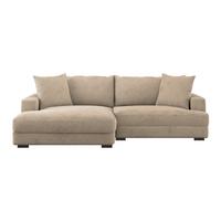 Ecksofa Pelle m. Kissen creme Cord 180x265cm - Creme/Schwarz, MODERN, Textil (180/265cm)