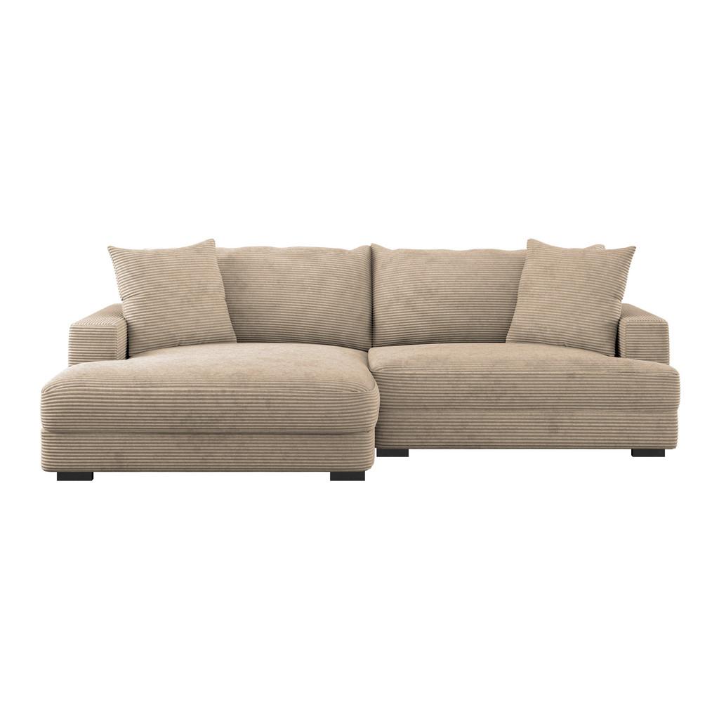 Ecksofa Pelle m. Kissen creme Cord 180x265cm