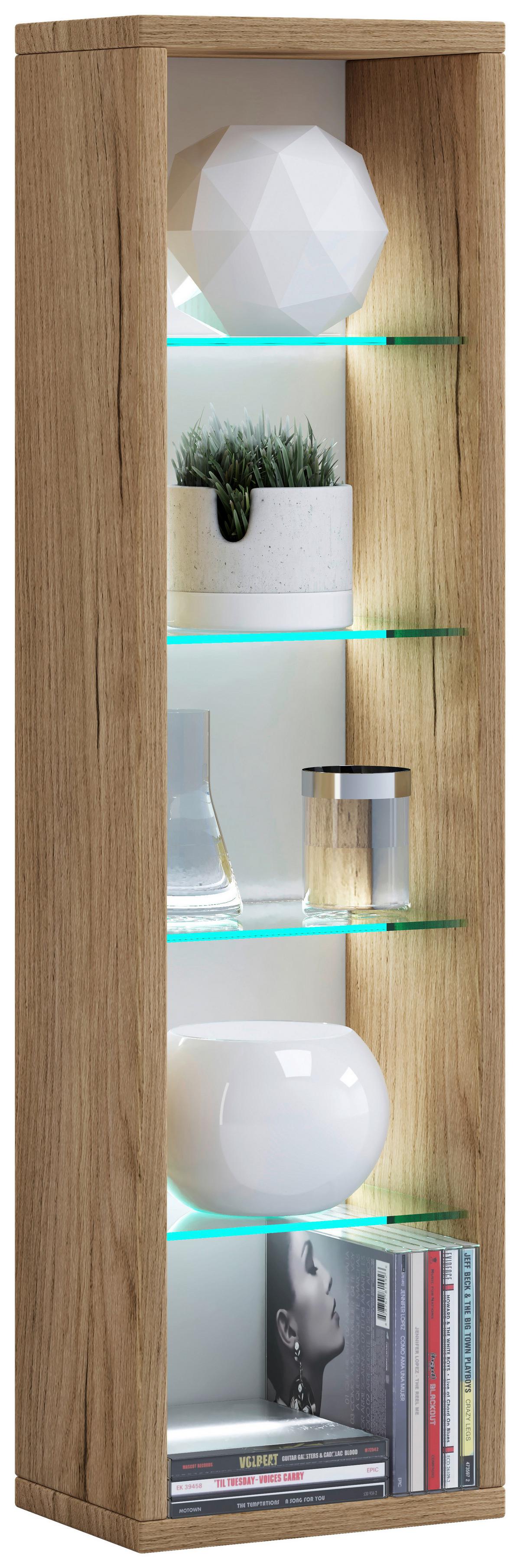 Wandregal Rasito Honigeiche Dekor - Honigeiche, Design, Glas/Holzwerkstoff (21/77/14cm) - MID.YOU