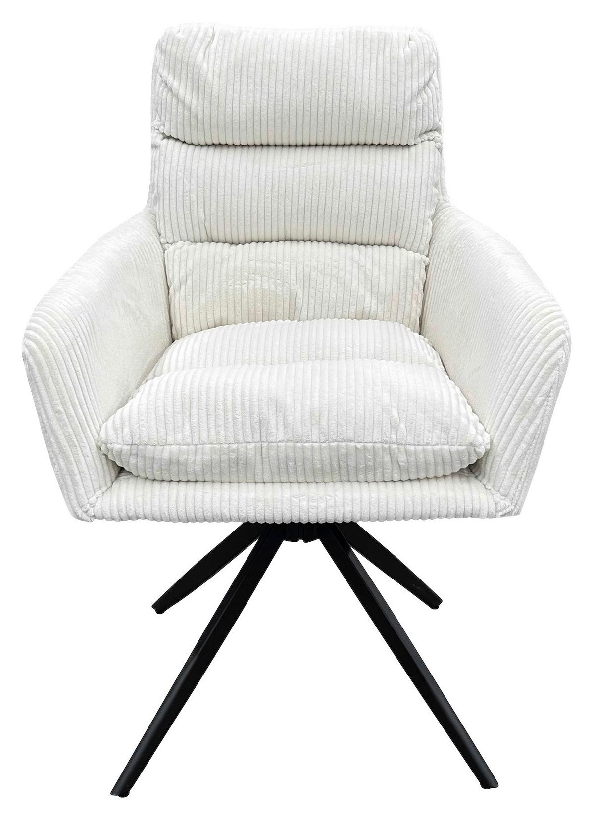 Armlehnstuhl-set Pura, Drehbar, Weiß 2er - Schwarz/Weiß, Design, Textil/Metall (58/88/64cm) - MID.YOU