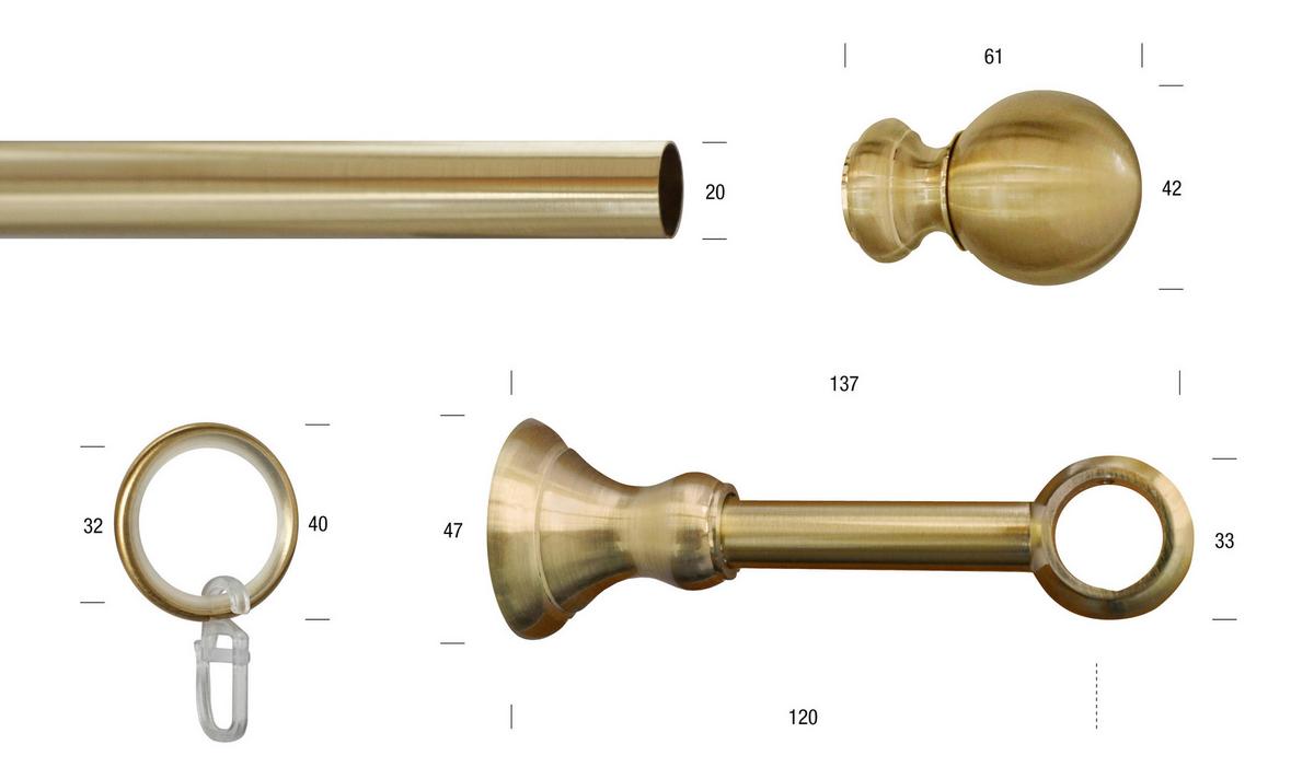 Vorhangstange Messingfarben L: 400 cm - Messingfarben, KONVENTIONELL, Metall (400cm)