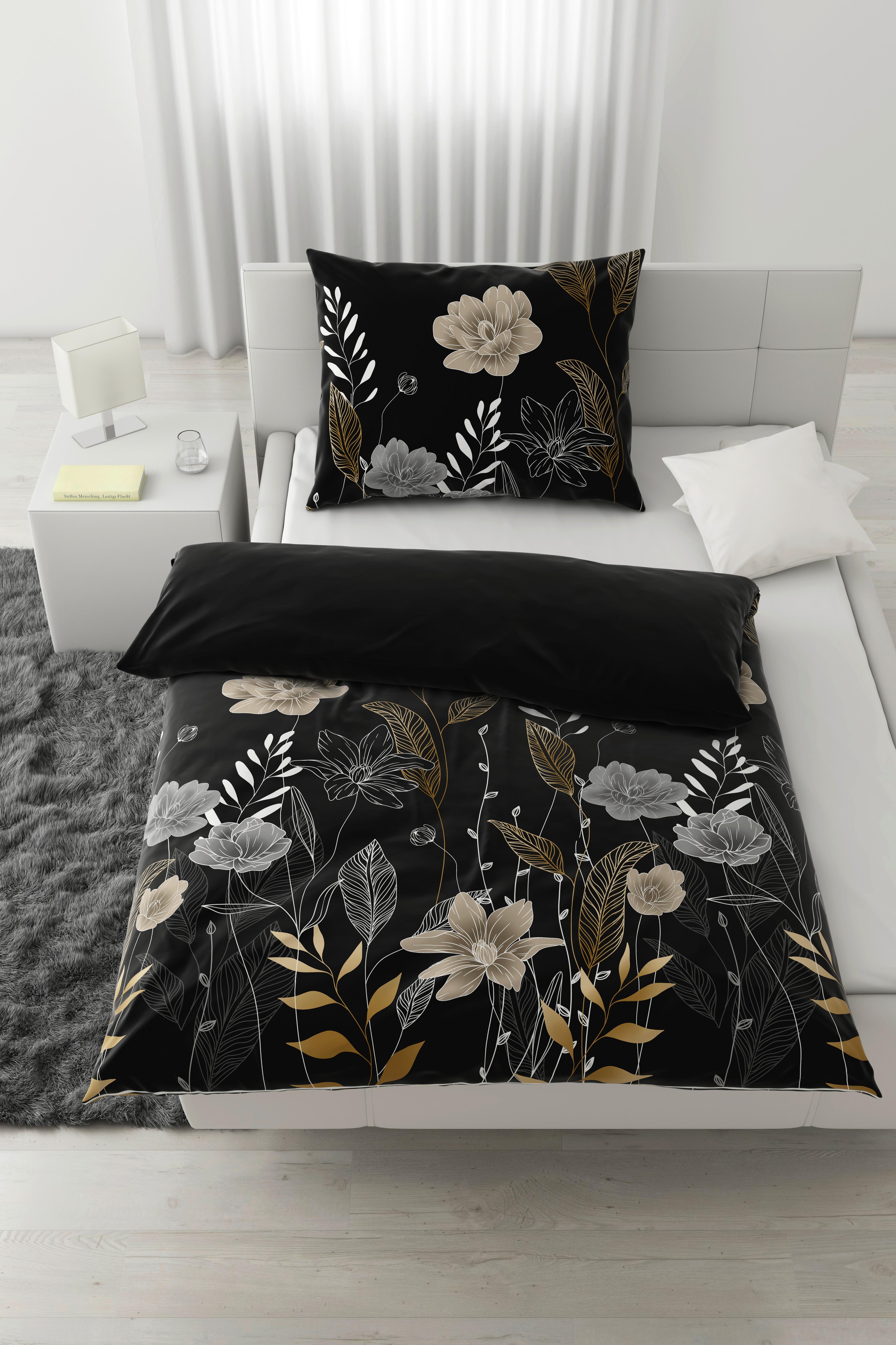 Posteľná bielizeň Nala, 70/90 140/200cm, sivá - antracitová, Romantik / Landhaus, textil (140/200cm) - Mömax