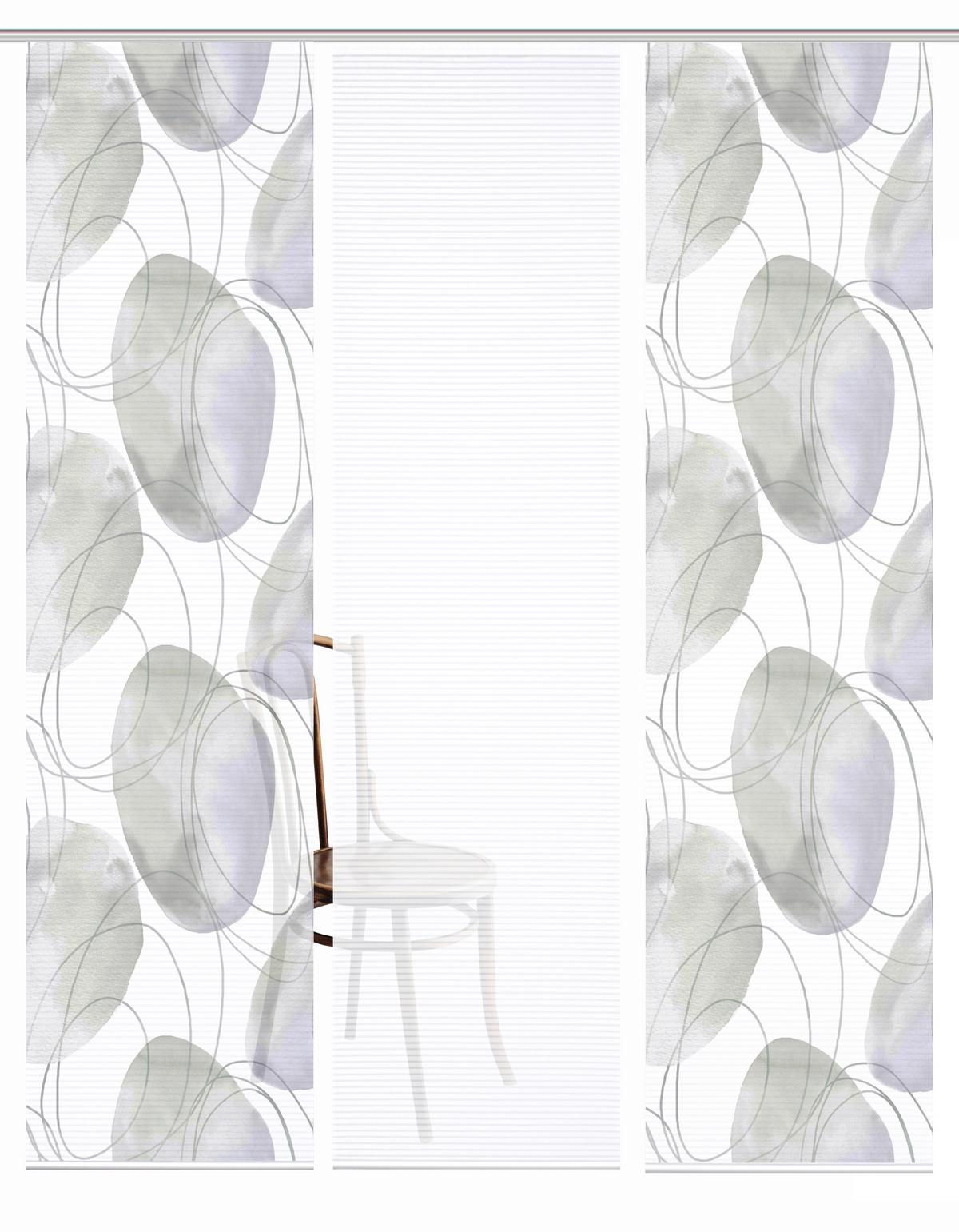 Flächenvorhang Ellrik 3er Set - Flieder/Weiß, Natur, Textil (60/245cm)