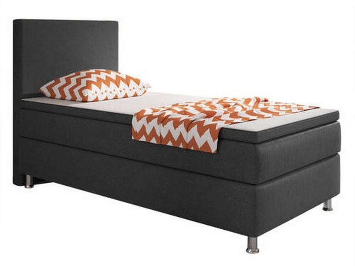 Boxspringbett Mit Topper 90x200 Cm Berlin F - Anthrazit/Silberfarben, KONVENTIONELL, Textil (90/200cm) - MID.YOU
