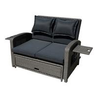 Loungesofa Nizza - Schwarz, Basics, Kunststoff/Textil - Gardenson