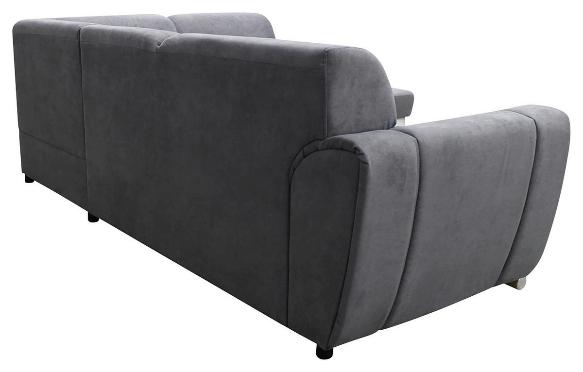 Ecksofa Mit Bettkasten Doris Rücken Echt Grau/weiß - Silberfarben/Weiß, Design, Textil (255/196cm) - MID.YOU