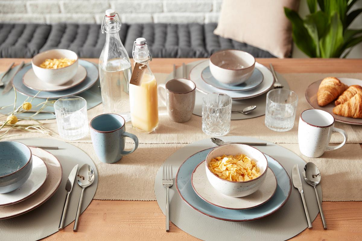 Kombinovaný servis Kelly, 24-dielny - hnedá/modrá, Modern, keramika - Modern Living