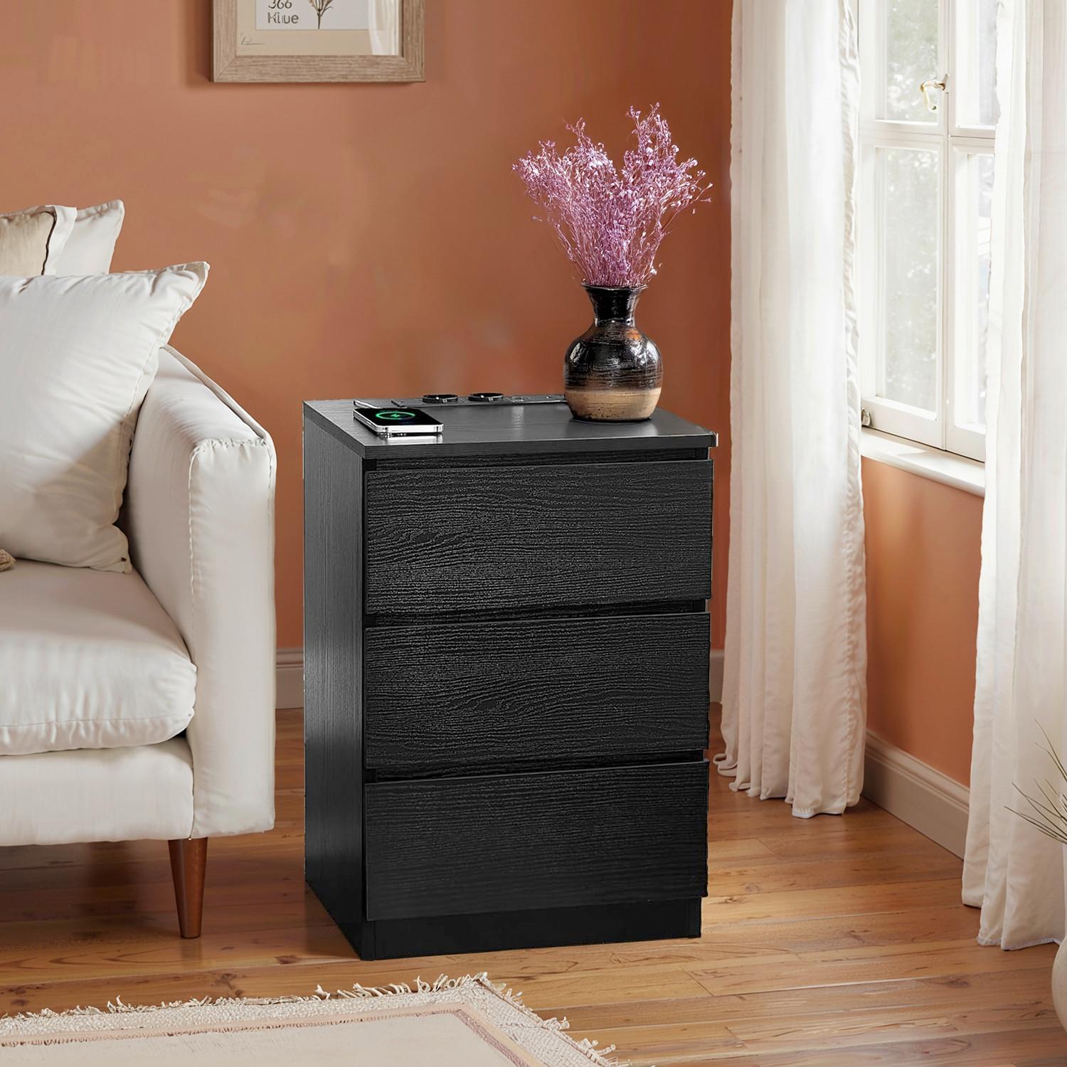 Nachttisch Nightstand - Schwarz, MODERN, Holzwerkstoff (40,1/59,1/35,1cm) - MID.YOU