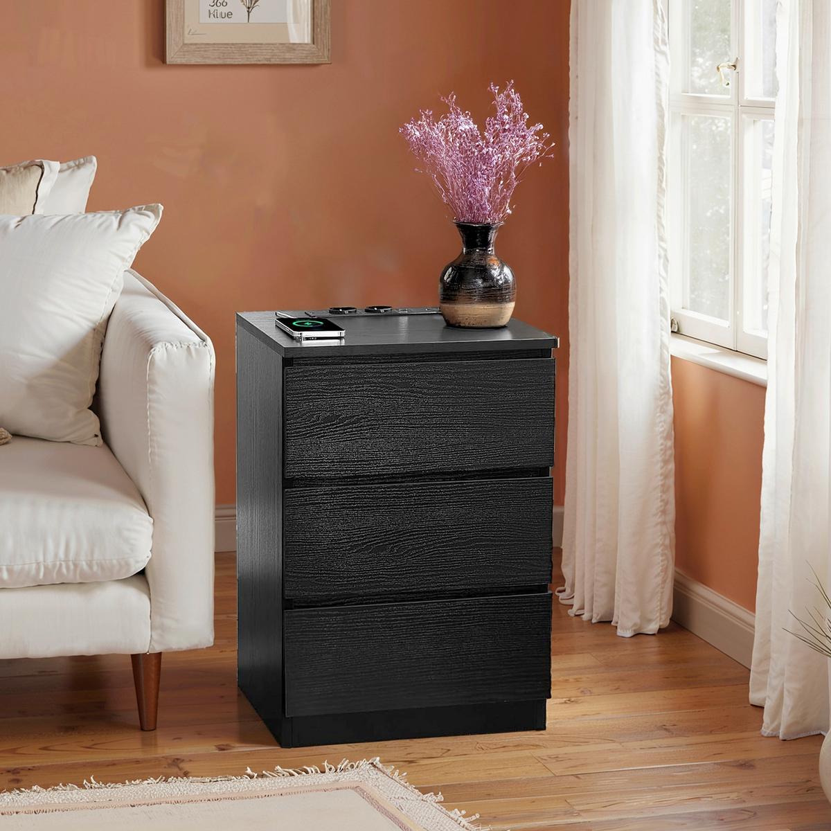 Nachttisch Nightstand - Schwarz, MODERN, Holzwerkstoff (40,1/59,1/35,1cm) - MID.YOU