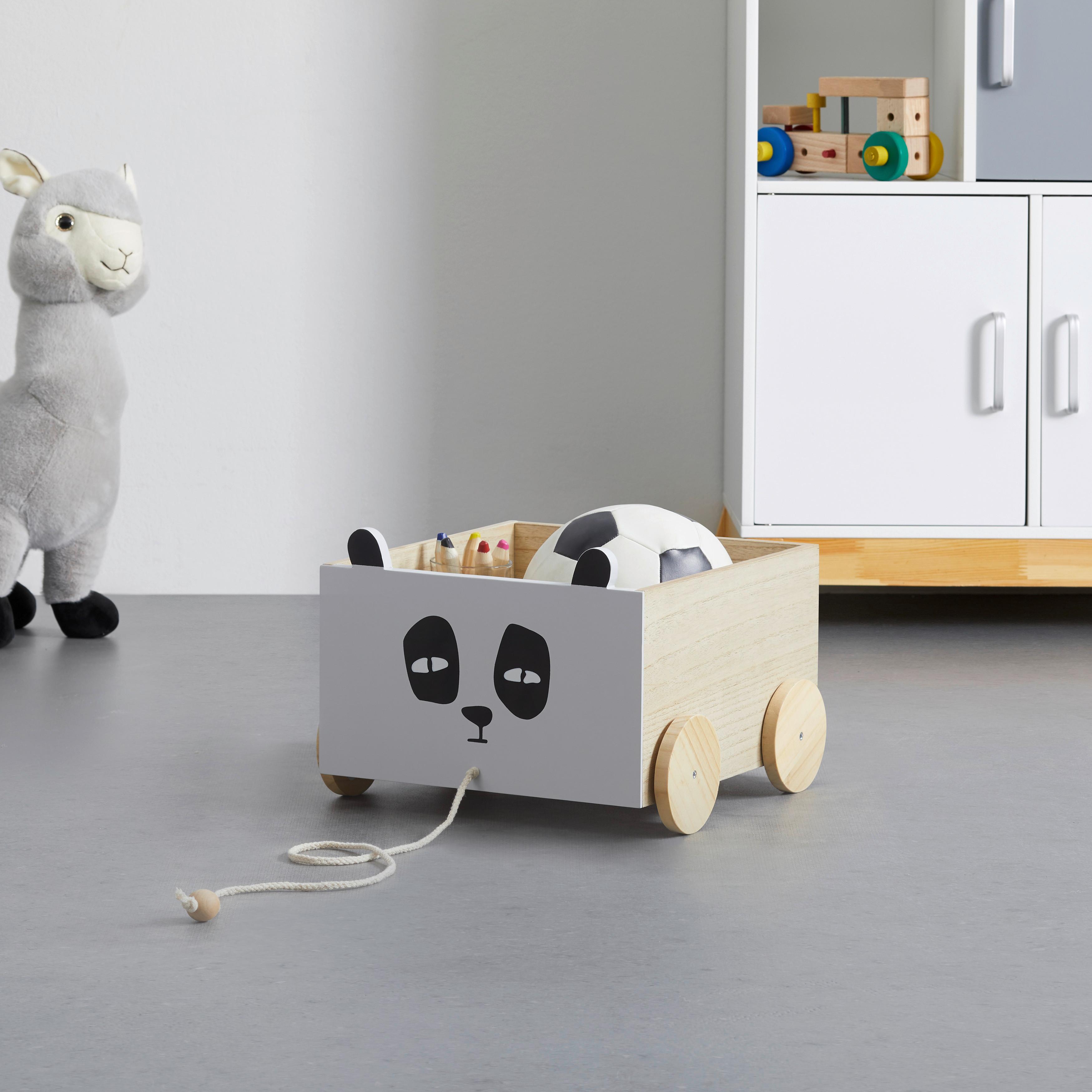 Pojízdný box LANNY šedý - šedá/přírodní barvy, Moderní, dřevo (32/23/30cm) - Bessagi Kids