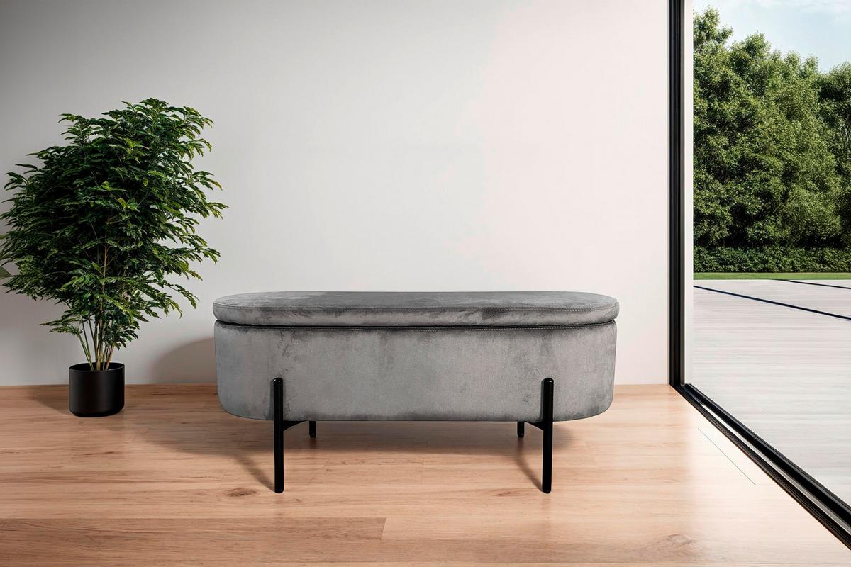 Sitzbank Nova Schwarz, Grau B: 95 cm - Schwarz/Grau, Design, Textil/Metall (95/42/37,5cm) - MID.YOU