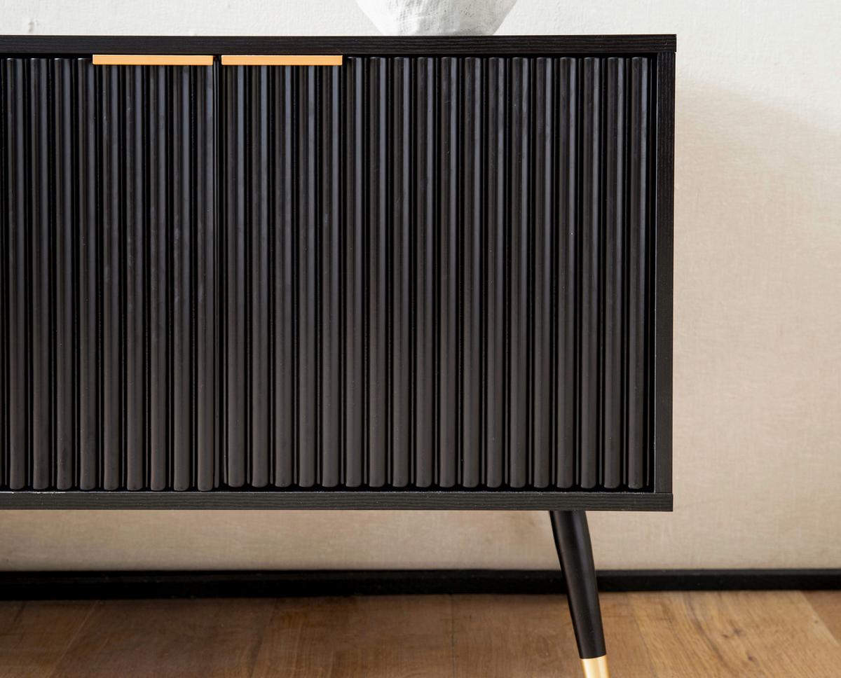 NÍZKÁ KOMODA BLACK TV - měděné barvy/černá, Design, kov/kompozitní dřevo (150/60/39cm) - MID.YOU