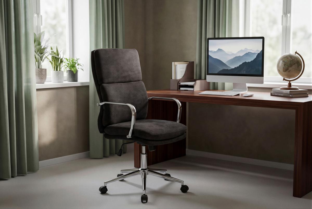 Drehstuhl Verona Schwarz B: 56 cm - Chromfarben/Schwarz, MODERN, Holz/Kunststoff (56/100-110/65,5cm) - Livetastic