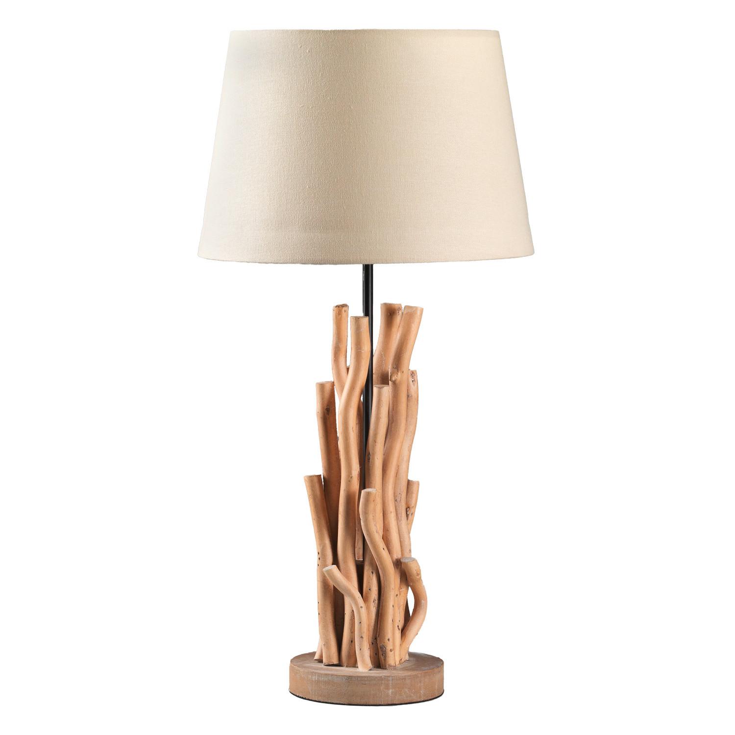 Tischleuchte 4899/Lg - Weiß/Akaziefarben, Natur, Holz/Textil (30/30/60cm)