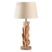 Tischleuchte 4899/lg - Weiß/Akaziefarben, Natur, Holz/Textil (30/30/60cm)