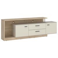 Tv-elem Meolo - kasmírszínű/tölgyfa színű, Modern, faalapú anyag/Üveg (191,5/65,5/40cm)