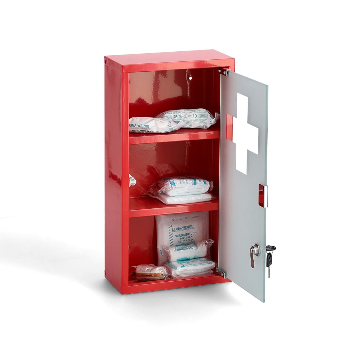 Medizinschrank Rot B: 25 Cm - Rot, Basics, Glas/Metall (25/45/12cm) - Zeller Present