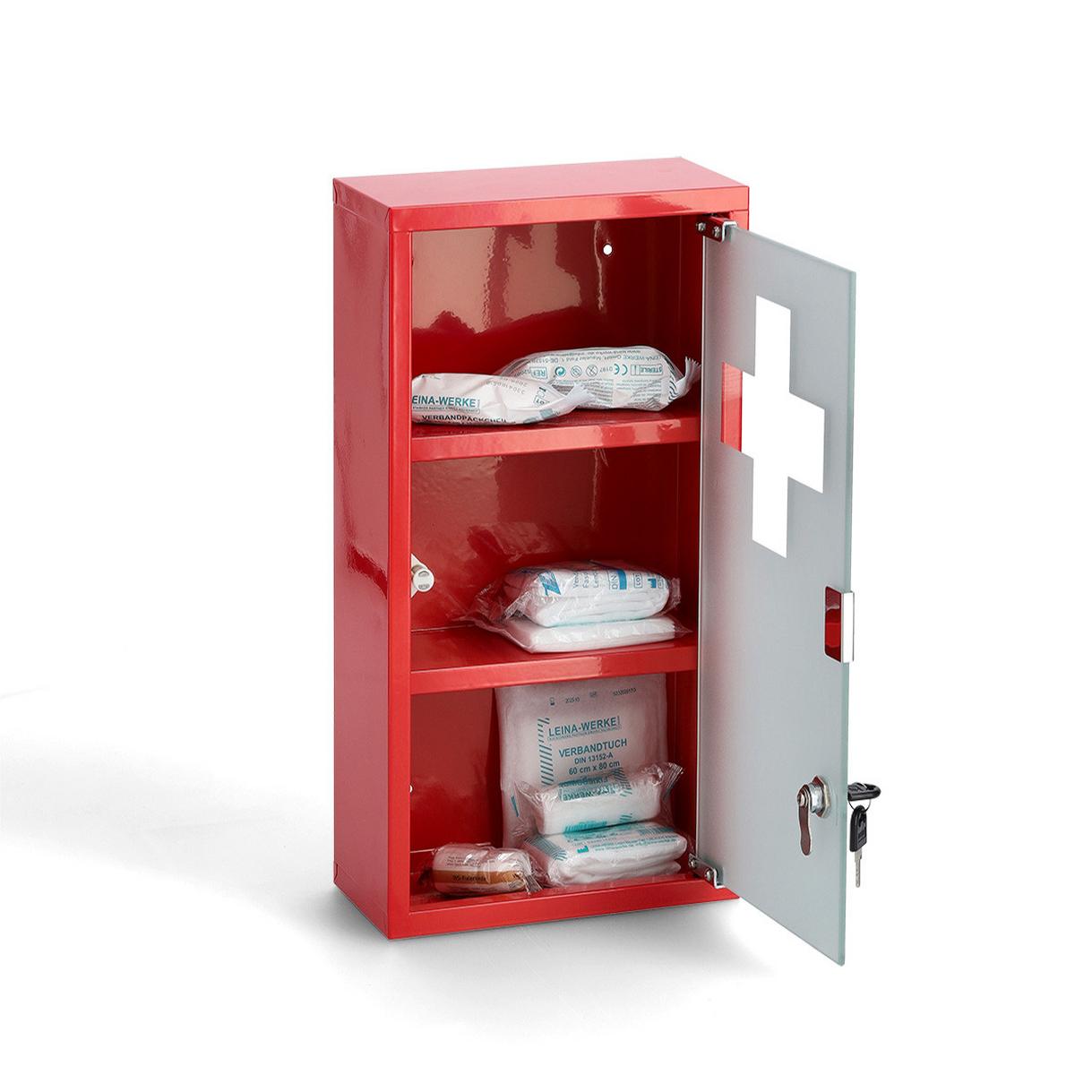 Medizinschrank Rot B: 25 Cm - Rot, Basics, Glas/Metall (25/45/12cm) - Zeller Present