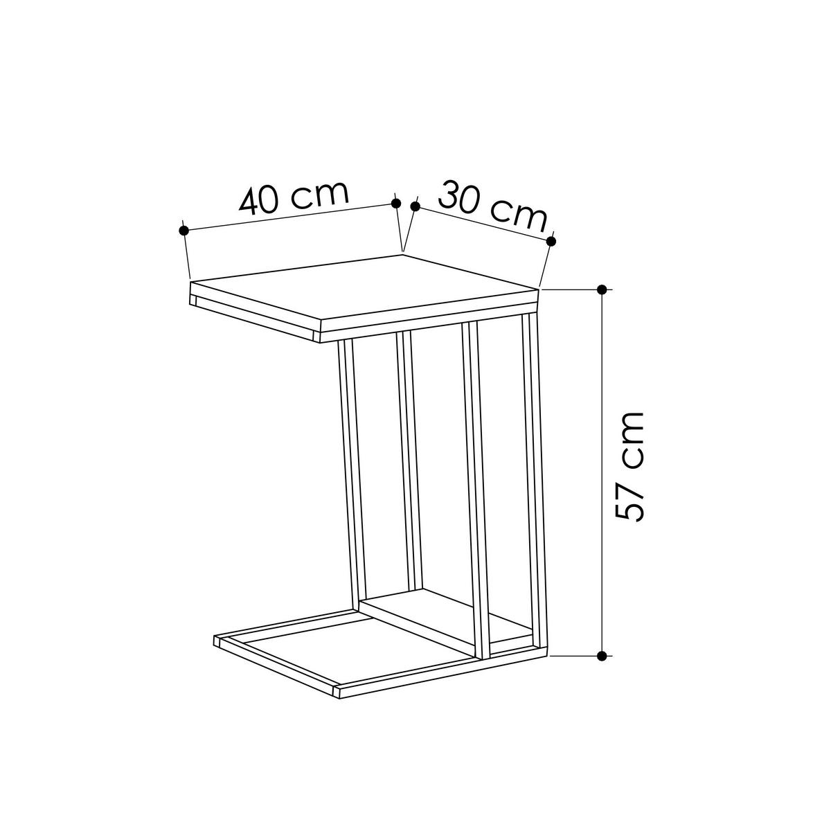 Beistelltisch Pal C Eichefarben/Schwarz B: 40 cm - Eichefarben/Schwarz, Design, Holzwerkstoff/Metall (30/40/57cm) - Livetastic