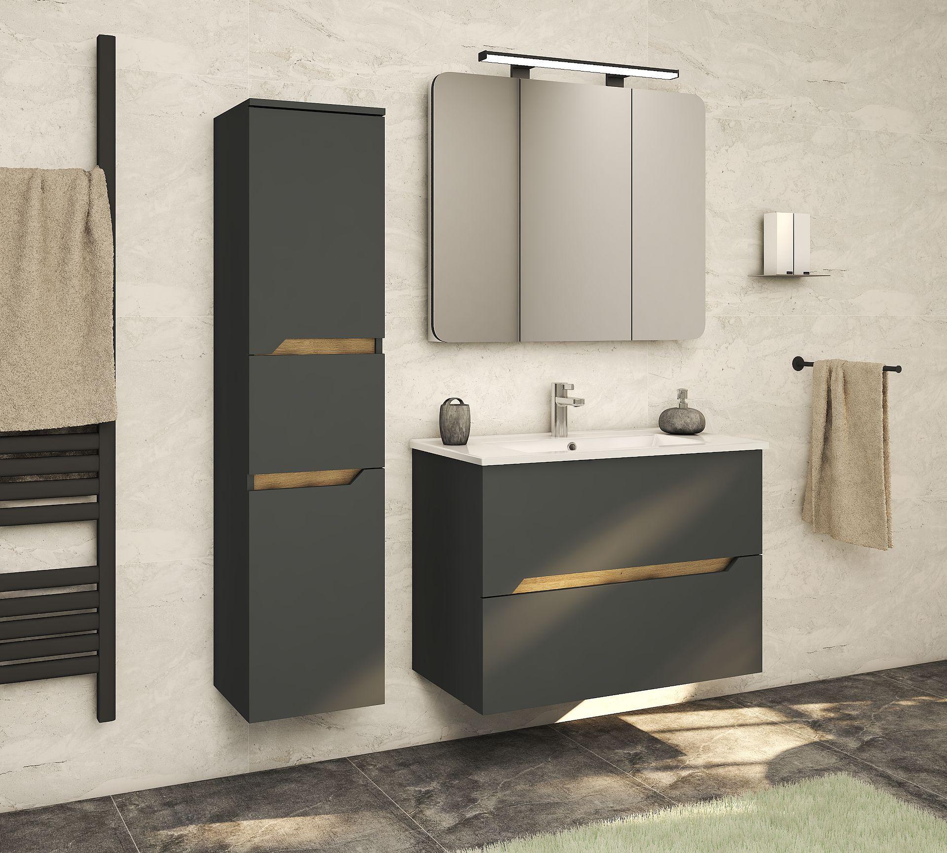 Spiegelschrank Capri Weiß B: 85 cm - Weiß, MODERN, Glas/Holz (85/74/18cm) - Stylife