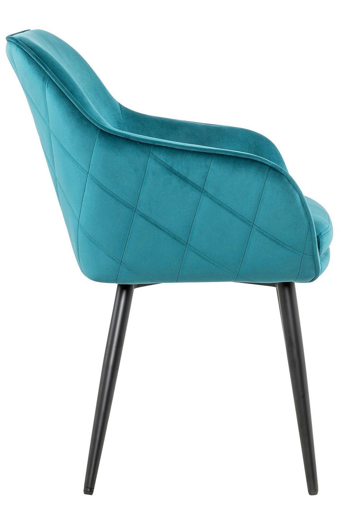 Armlehnstuhl Türkis B: 61cm - Türkis/Schwarz, MODERN, Textil/Metall (61/85/60cm) - Livetastic