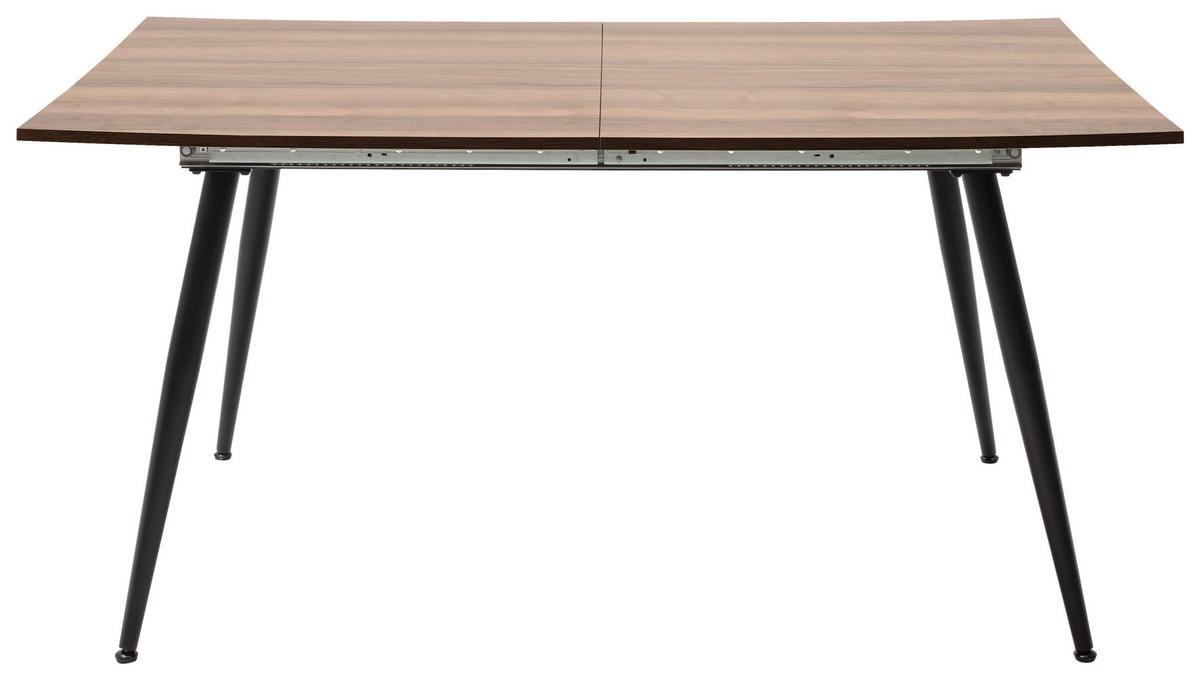Esstisch Ausziehbar Barbuda Lxb: 160x90 Cm Walnuss Dekor - Walnussfarben/Schwarz, MODERN, Holzwerkstoff/Metall (160-200/90/76cm) - MID.YOU