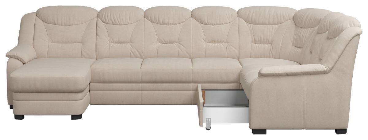 Wohnlandschaft Marcus Beige Inkl. Bettkasten - Beige/Schwarz, Basics, Textil (162/330/211cm) - MID.YOU