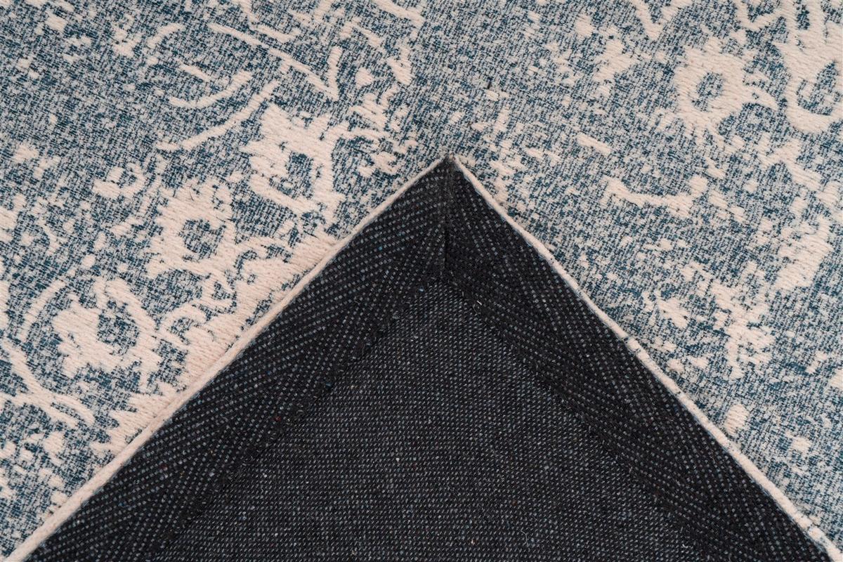 Flachwebteppich Blau/Creme - Blau/Creme, KONVENTIONELL, Textil (120/170cm) - Kayoom
