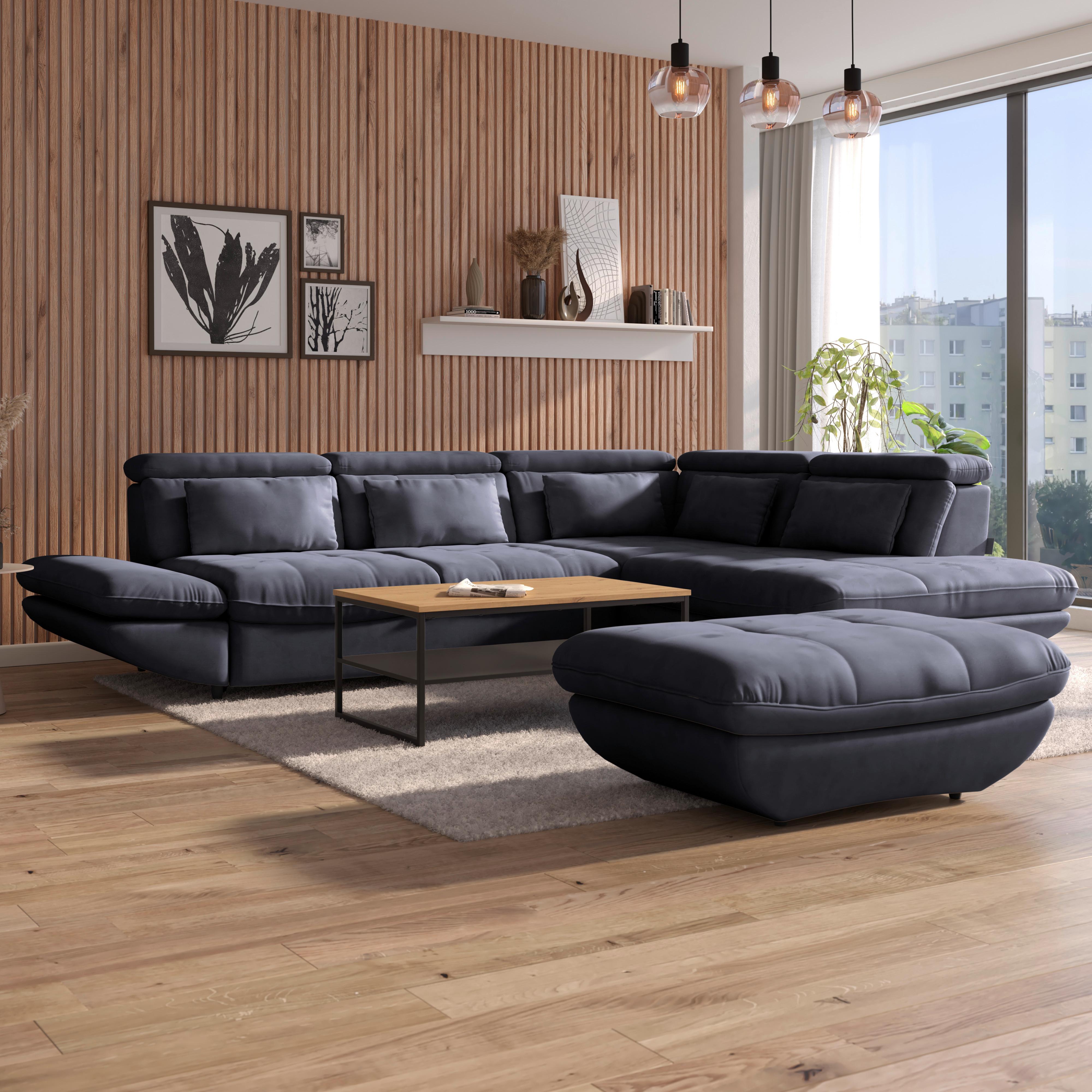 Hocker Park - Schwarz/Dunkelblau, MODERN, Textil (107/75cm) - Luca Bessoni