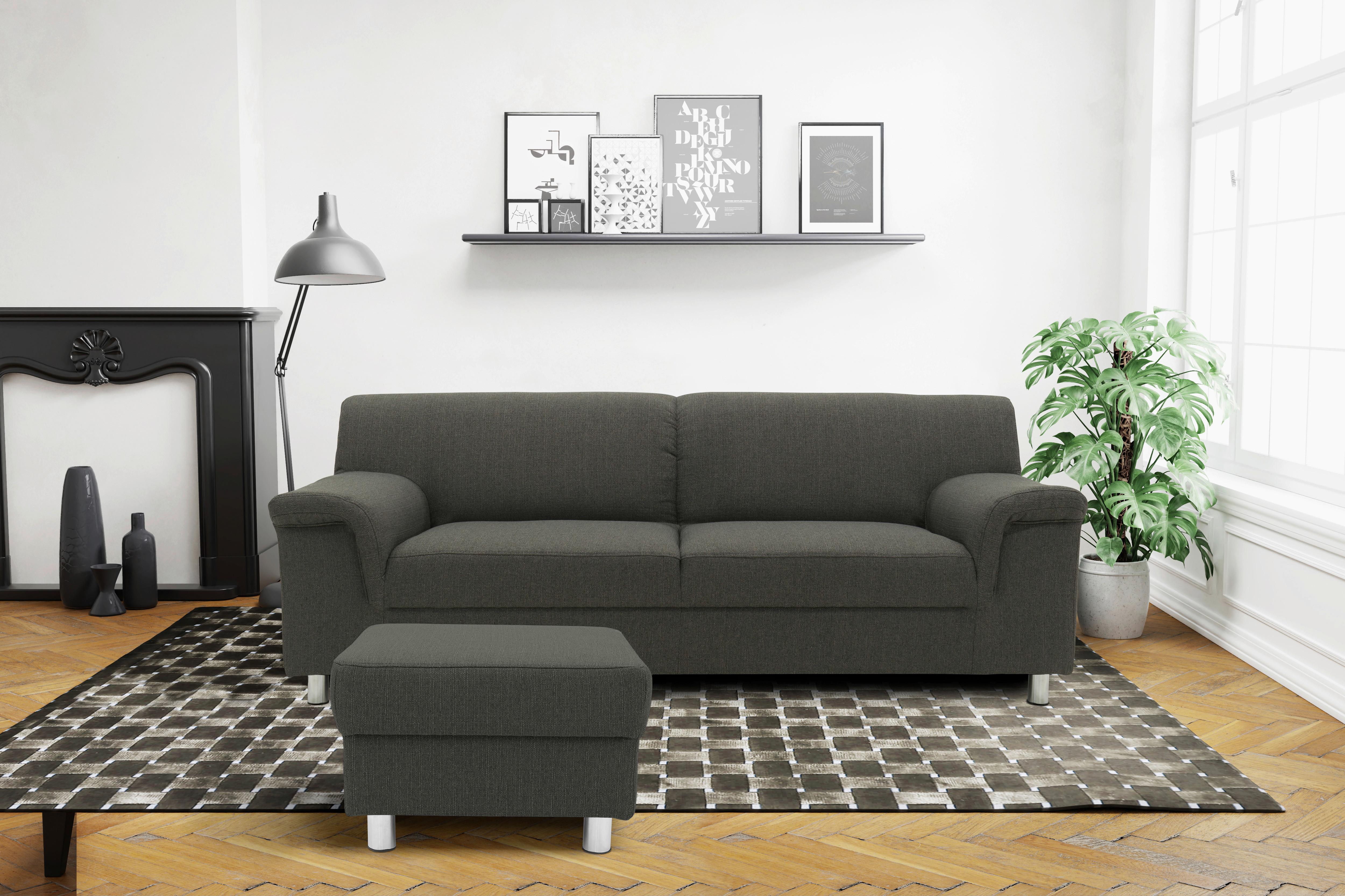 Polsterhocker Jamie Schlammfarben Webstoff H: 40cm - Chromfarben/Schlammfarben, KONVENTIONELL, Textil (54/40/54cm) - MID.YOU