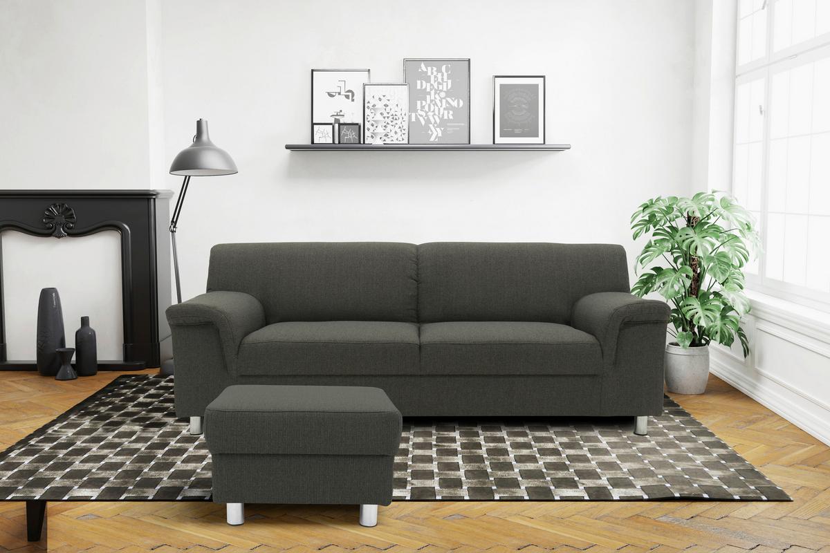 Polsterhocker Jamie Schlammfarben Webstoff H: 40cm - Chromfarben/Schlammfarben, KONVENTIONELL, Textil (54/40/54cm) - MID.YOU