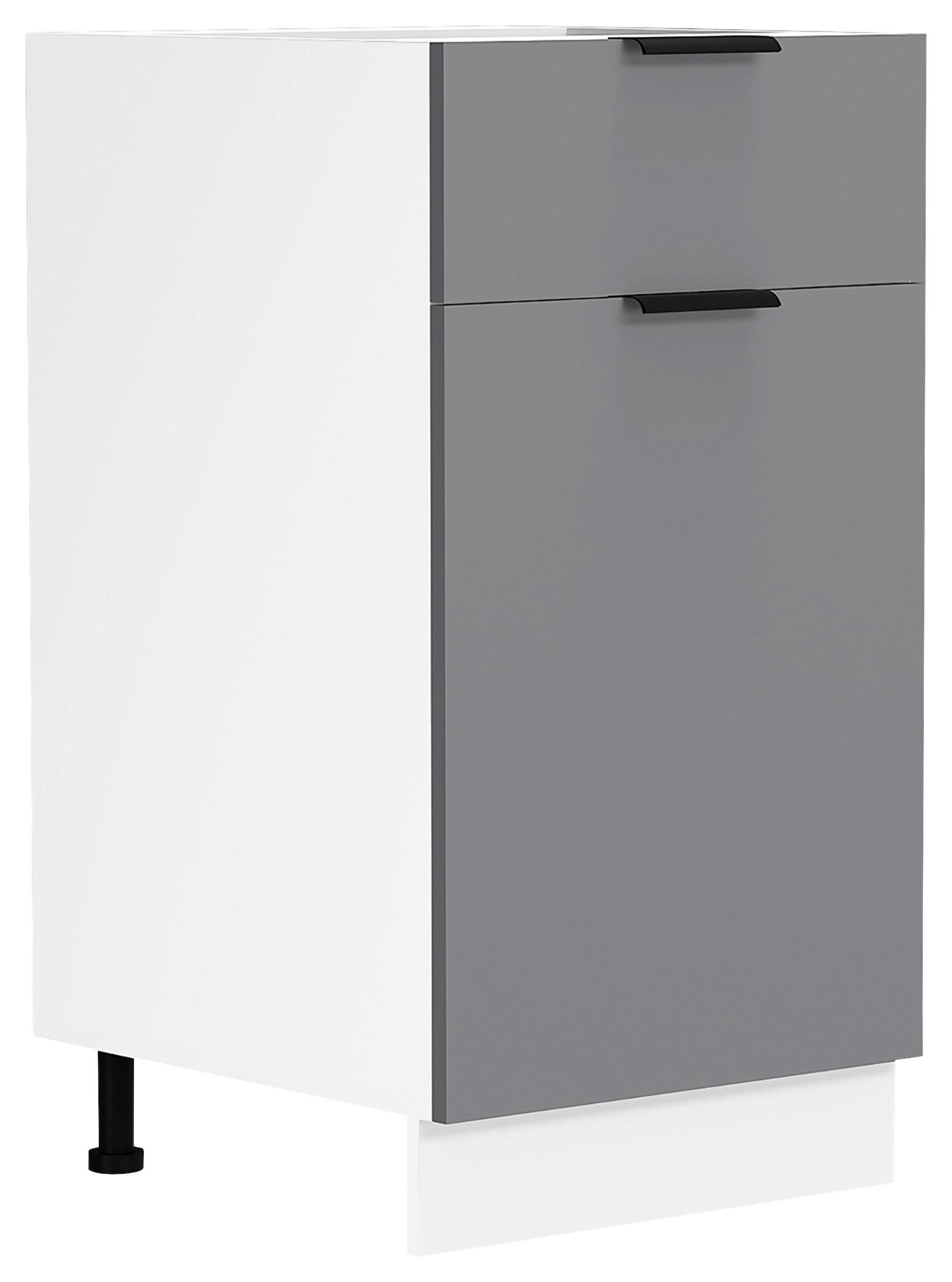 Küchenunterschsrank Fasola 40 cm Weiß/Anthrazit - Anthrazit/Weiß, Trend, Holzwerkstoff (40/82/46cm) - MID.YOU