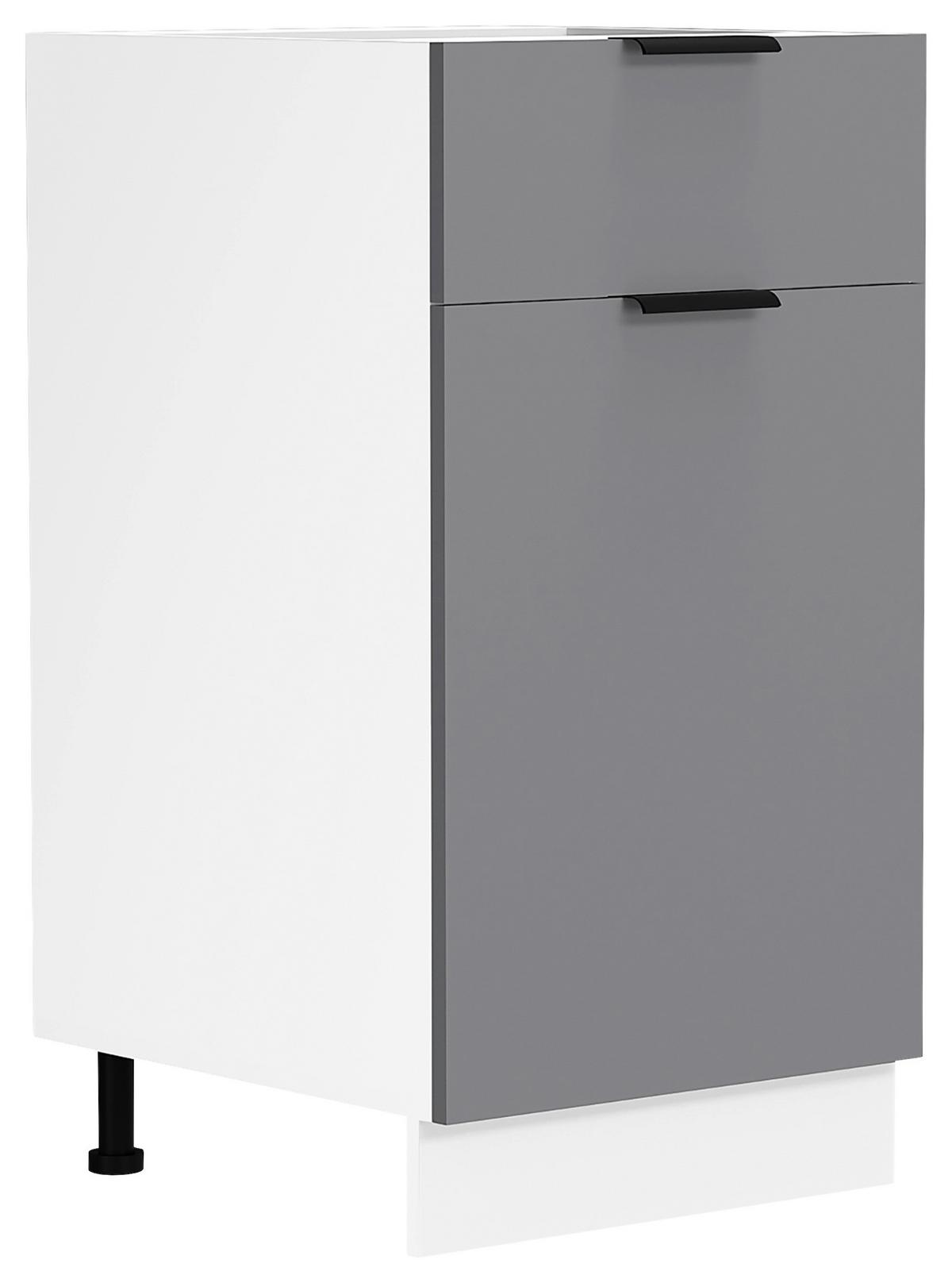 Küchenunterschsrank Fasola 40 cm Weiß/Anthrazit - Anthrazit/Weiß, Trend, Holzwerkstoff (40/82/46cm) - MID.YOU