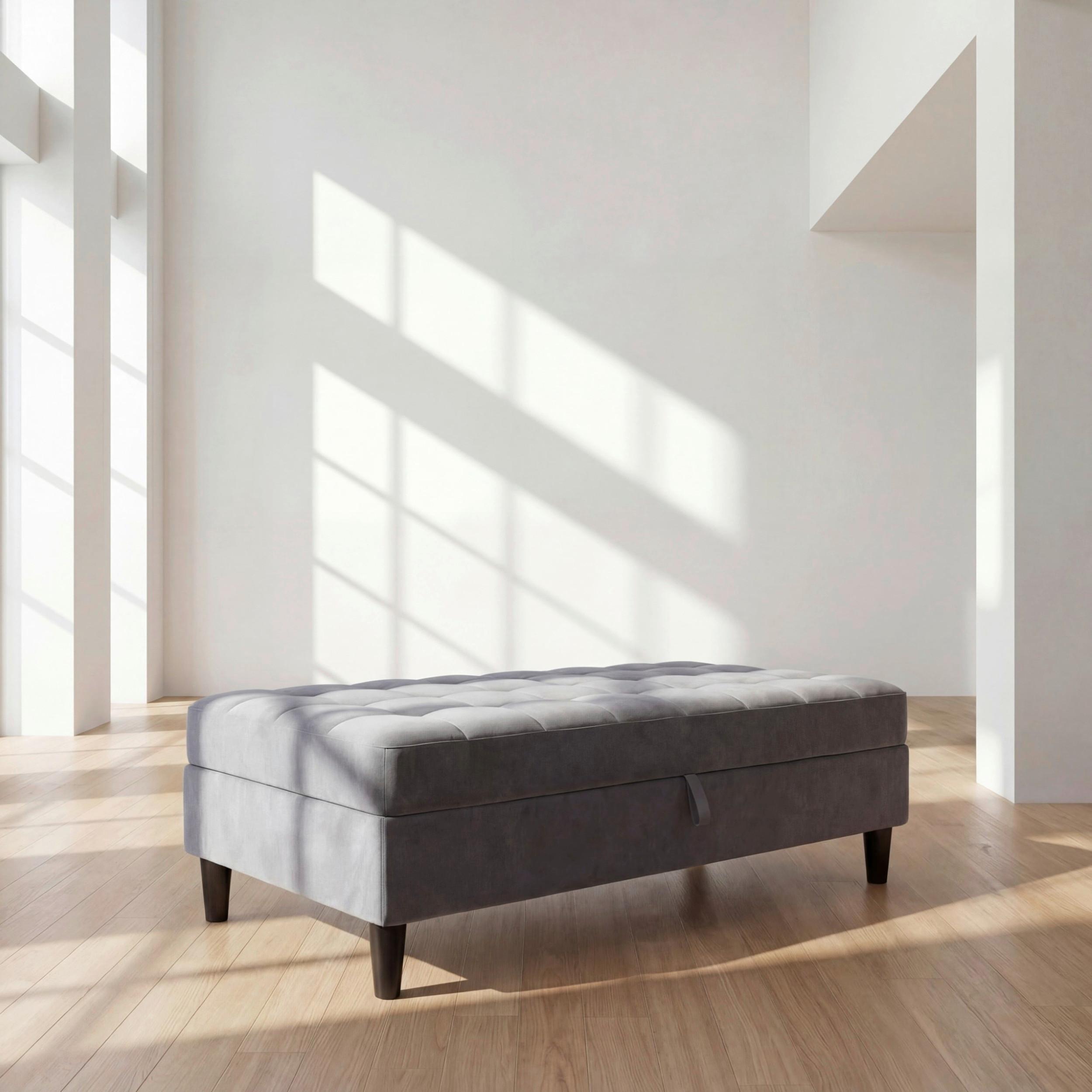 Hocker Palermo Dunkelgrau, mit Stauraum - Dunkelgrau/Schwarz, Basics, Textil (130/43/69cm) - Livetastic