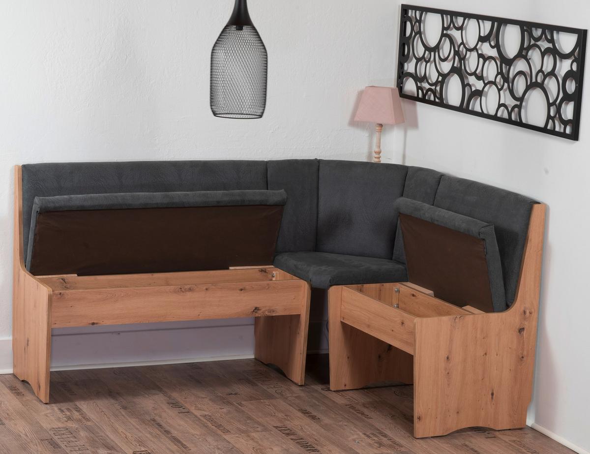 Eckbank Duisburg Titanic Grau, Eiche B: 165 Cm - Eiche Artisan/Grau, KONVENTIONELL, Holzwerkstoff/Textil (165/89/125cm) - MID.YOU