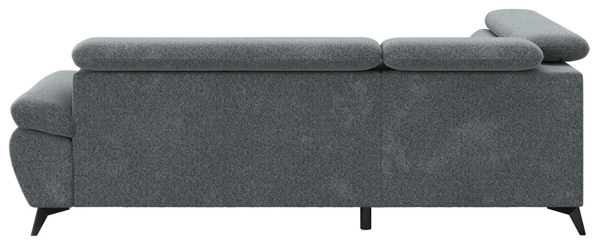 Ecksofa mit Bettfunktion Hudson, Chenille Dunkelgrau - Dunkelgrau/Schwarz, KONVENTIONELL, Textil (207/256cm) - Sembella