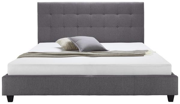 Hellgraues Polsterbett mit Lattenrost