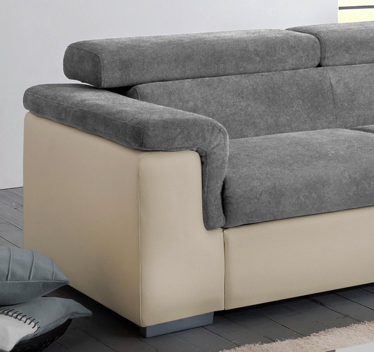 Sedacia súprava MILLA antracitová/hnedá pravý roh - hnedá/antracitová, Basics, drevo/textil (252/217cm)