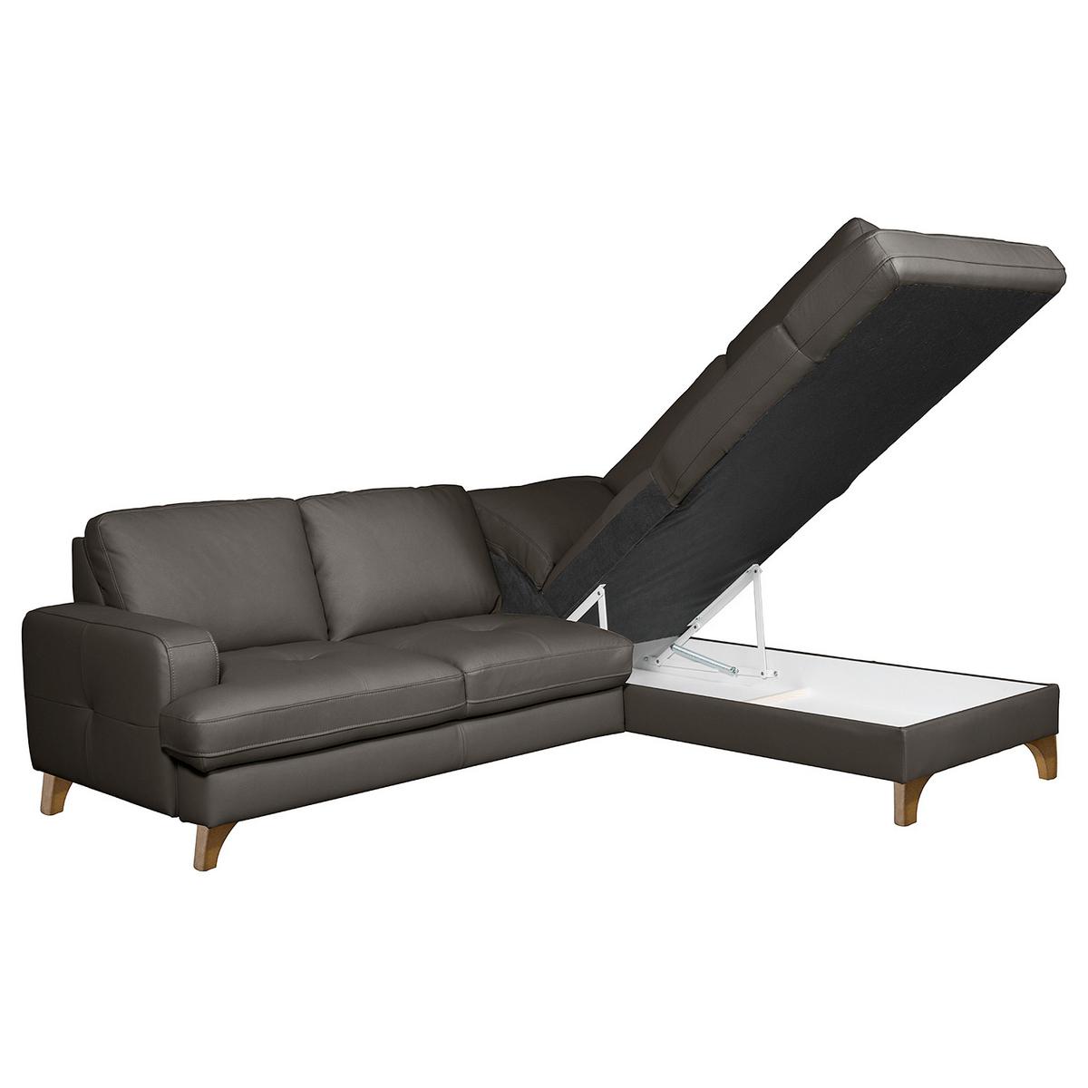 Ecksofa Fargo Dunkelbraun B: 234x190 Cm - Dunkelbraun/Buchefarben, Design, Leder/Textil (234/190cm) - Livetastic