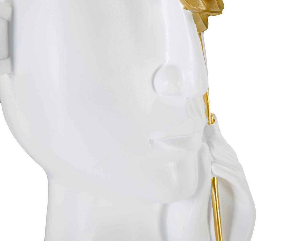 Vase Face C/fiore Weiß, Goldfarben B: 14 Cm - Goldfarben/Weiß, Basics, Kunststoff (14/27  /13cm)