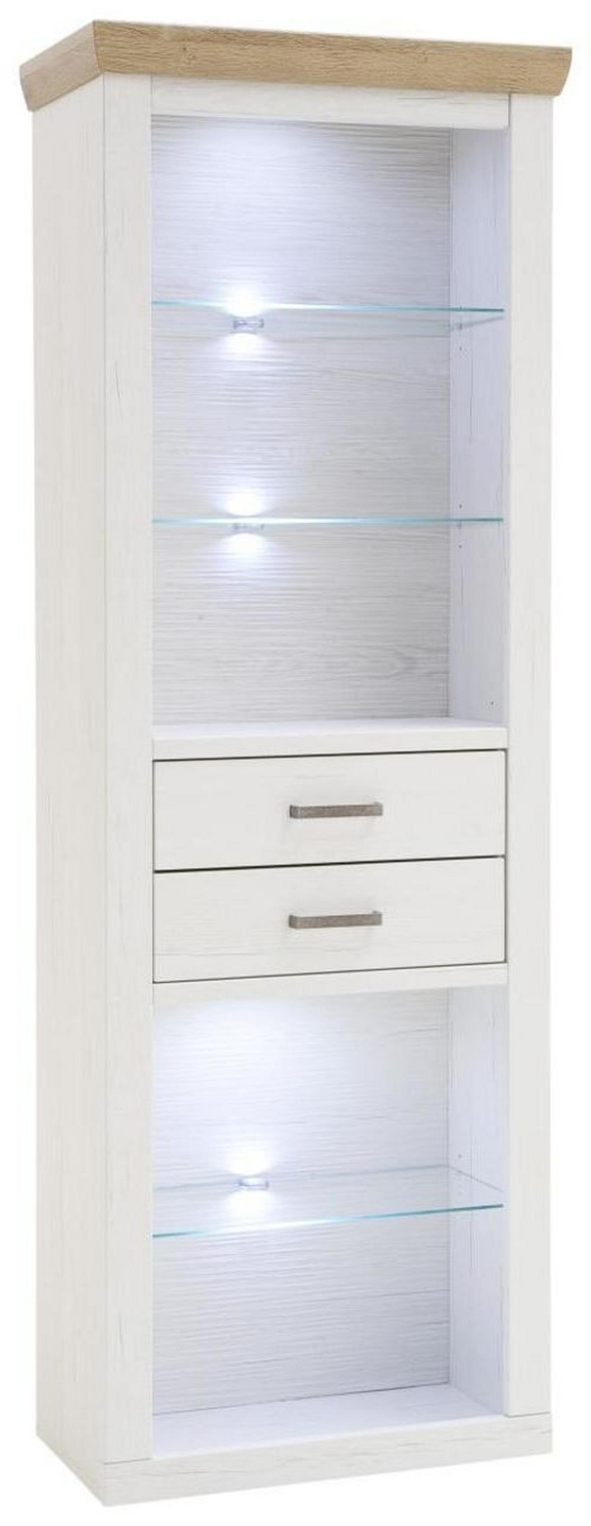 Regal Mit 2 Laden Brixen B: 73 cm Eiche/Pinie Dekor - Eichefarben/Pinienfarben, LIFESTYLE, Glas/Holzwerkstoff (73/210/40cm) - Livetastic