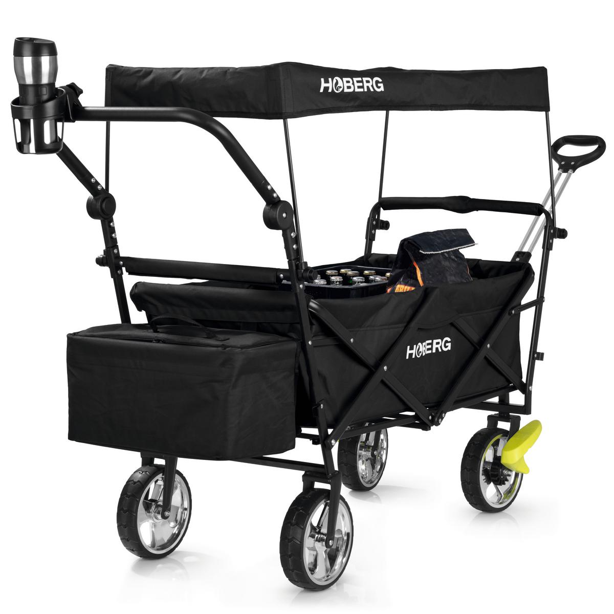 Bollerwagen Hoberg Schwarz Max 80 Kg Faltbar, Feststellbremse - Schwarz, Basics, Kunststoff/Textil (137/52,5/100cm)