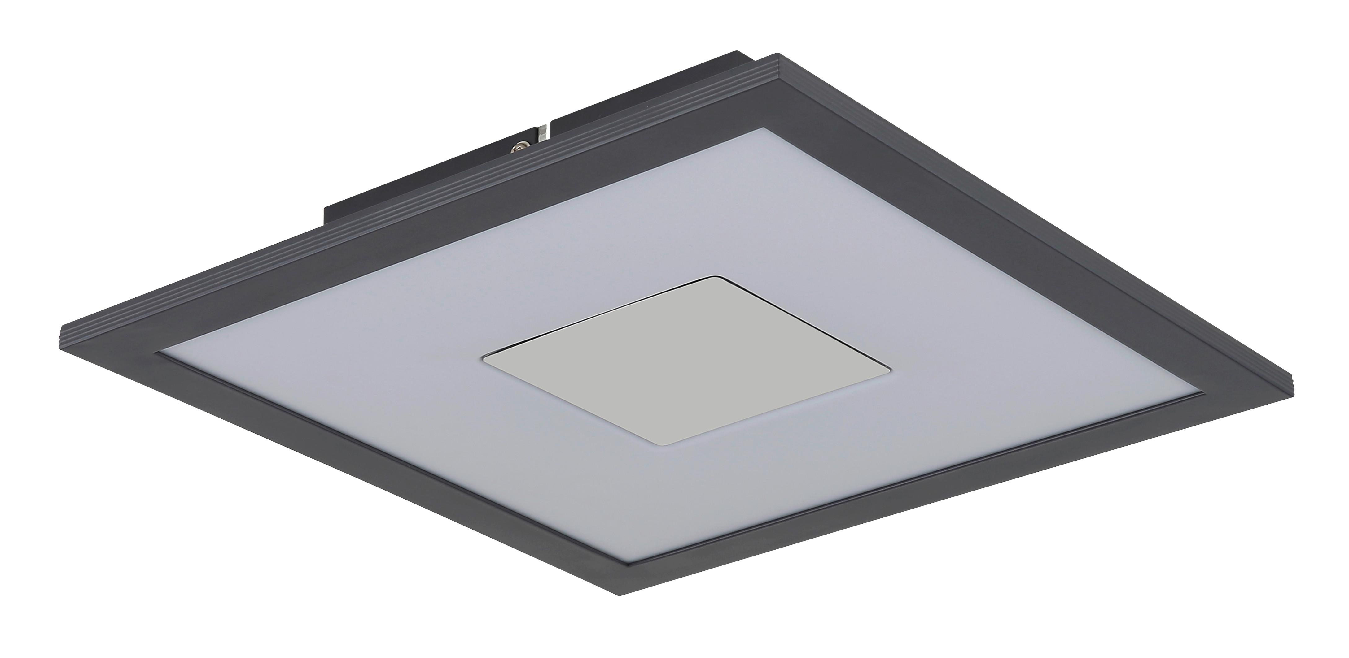 LED-Deckenleuchte Doro Grau Silberfarben Weiß L: 30cm - Silberfarben/Weiß, Design, Kunststoff/Metall (30/30/6cm) - Globo