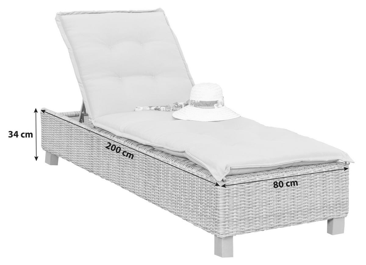 Sonnenliege Toskana Holz/ Kunststoff/Textil mit Auflage - Akaziefarben/Cappuccino, KONVENTIONELL, Holz/Kunststoff (80/34/86/200cm) - Gardenson
