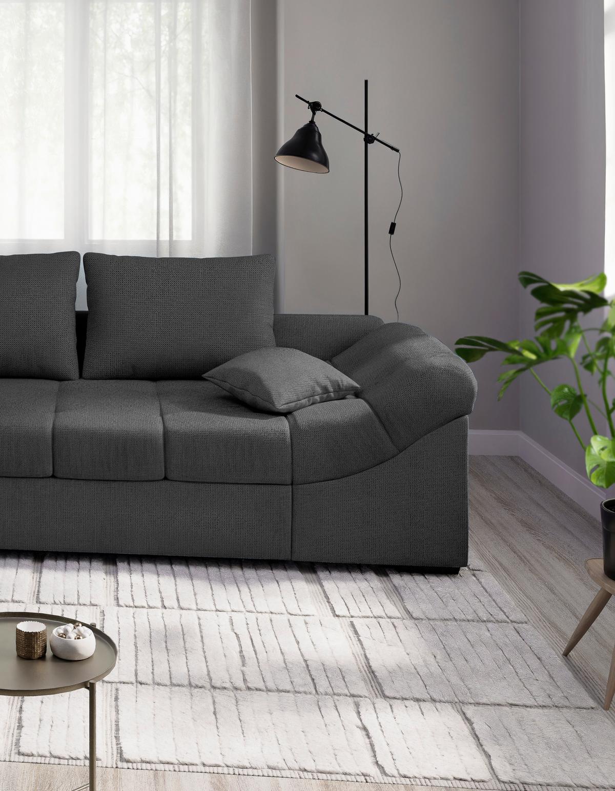 Eckschlafsofa Alvito Anthrazit S: 202x298 Cm - Anthrazit/Schwarz, MODERN, Textil (202/298cm) - MID.YOU