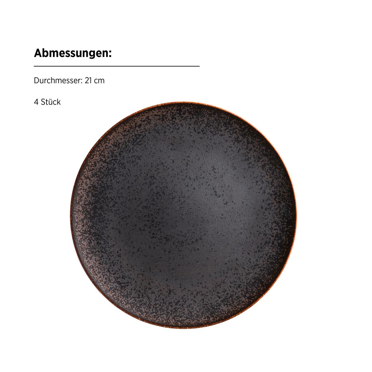 Desserttellerset Powerful Braun Schwarz - Schwarz/Braun, Basics, Keramik - Mäser